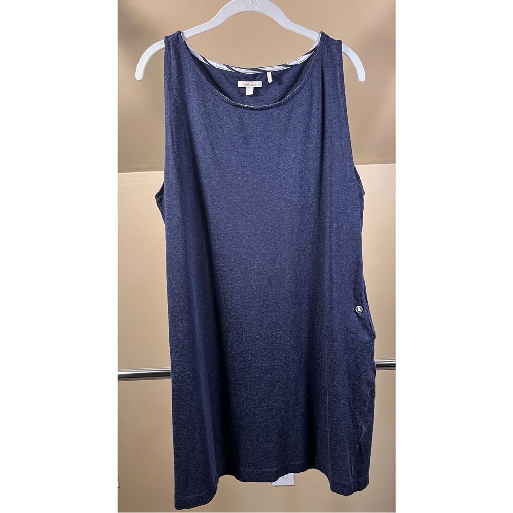 Barbour Dolostone Dress Navy Blue Sleeveless Pocket Dress Women US 14 UK 18 EUC - Picture 3 of 15
